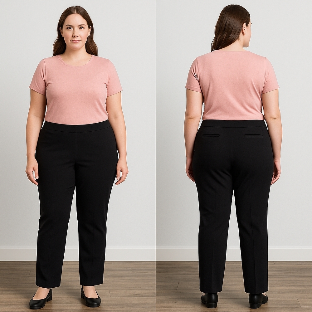 Chico’s Pull-On Black Straight-Leg Pants – Size 3R (16 Regular)